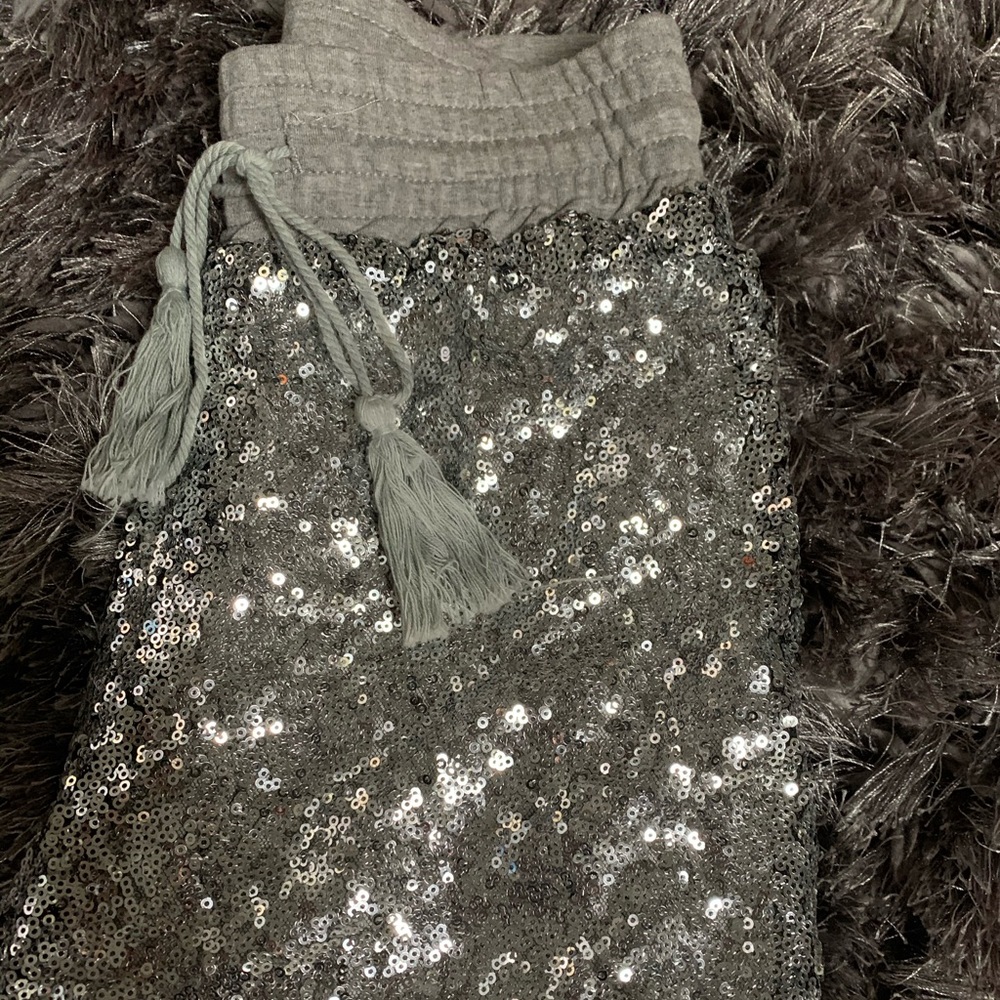 Silver Sequin jogger pants